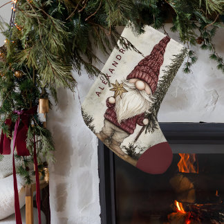 Meia De Natal Pequena Gnome de Natal para os Feriados Nome Personalizado