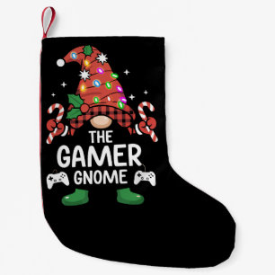 Meia De Natal Pequena Gnome Gamer Xmas Família Correspondente Plaid Buff