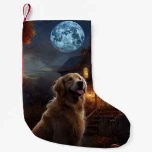 Meia De Natal Pequena Golden Retriever Dia das Bruxas Assustador