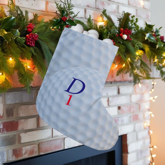 Meia De Natal Pequena Golfer Christmas Stocks White Dimpled Golf Ball (Suitable for the Golfing Dad (or Mom) to hang merrily on high for Santa to fill with golf gifts.)