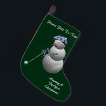 Meia De Natal Pequena Golfing Snowman Christmas<br><div class="desc">Qualquer fã de golfe ou jogador adorará pendurar este adorável boneco de neve para Papais noeis a preencher. Ideia de presente única para o Natal que os amantes do esporte vão gostar.</div>