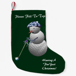 Meia De Natal Pequena Golfing Snowman Christmas
