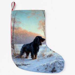 Meia De Natal Pequena Gordon Setter Natal Nevado