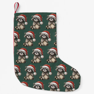Meia De Natal Pequena Gorro de Natal de Santa de Animal Guaxinim Natal