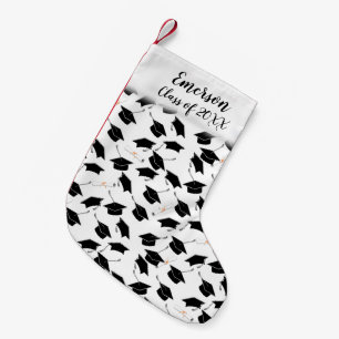 Meia De Natal Pequena Graduação de Bonés e Diploma Formando