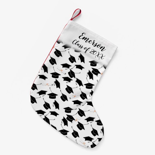 Meia De Natal Pequena Graduação de Bonés e Diploma Formando (Frente (Pendurada))