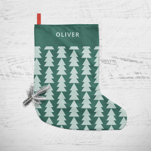 Meia De Natal Pequena Gráfico da árvore de Natal azul geométrico moderna