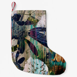 Meia De Natal Pequena gráfico de arte e cor d'água, fundo colorido de ou