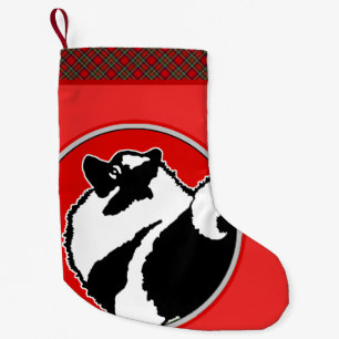 Meia De Natal Pequena Gráficos Keeshond - Arte de Cachorro Original
