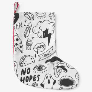 Meia De Natal Pequena Grafite Bonito: Conjunto de Artes de Porte.