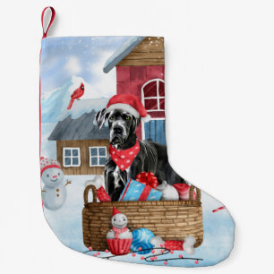 Meia De Natal Pequena Grande Cachorro Na Casa De Cachorro De Natal Na Ne