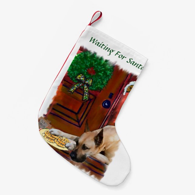 Meia De Natal Pequena Grande Dane (Fawn) Natal (Frente (Pendurada))