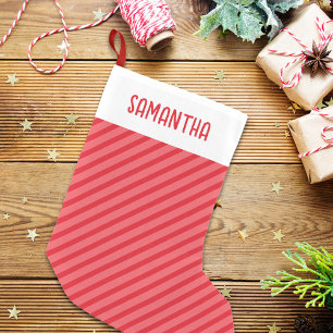 Meia De Natal Pequena Grãos Brancos Vermelhos Simples