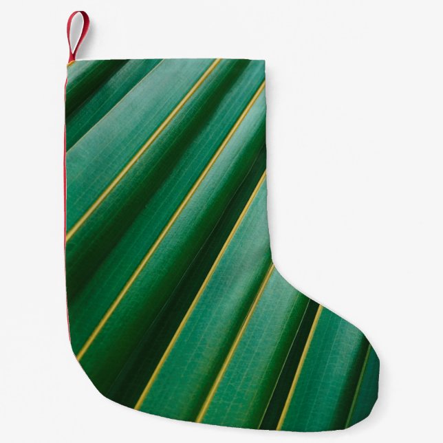 Meia De Natal Pequena Green leaf texture plant stripes (Frente)
