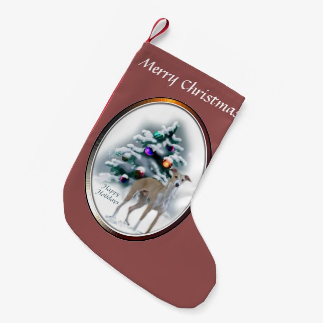 Meia De Natal Pequena Greyhound Natal italiano (Frente (Pendurada))