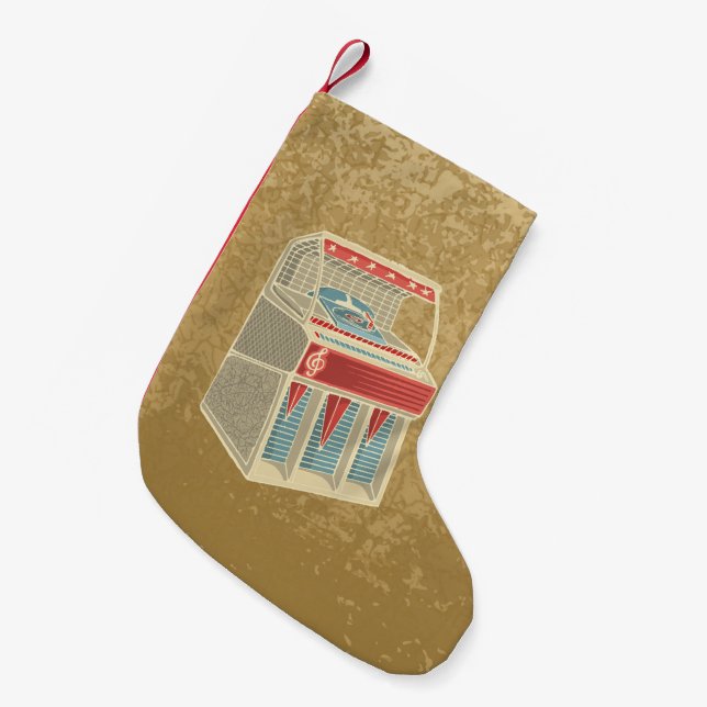 Meia De Natal Pequena Grunge Jukebox (Frente (Pendurada))