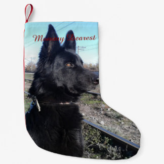 Meia De Natal Pequena GSD preto com trilhas do trem