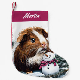 Meia De Natal Pequena Guiné Pig e Snowman