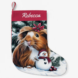 Meia De Natal Pequena Guiné Pig e Snowman