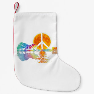 Meia De Natal Pequena Guitar-lago Shadow Peace Love Guitar Hippie