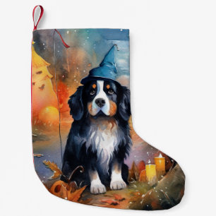 Meia De Natal Pequena Halloween Bernês com Abóboras Assustador
