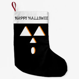 Meia De Natal Pequena Halloween Stocking | Rosto Geométrico de Abóbora
