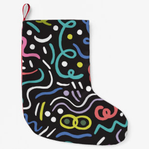 Meia De Natal Pequena Hand drawn brush. Abstract pattern, zigzags, lines
