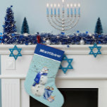Meia De Natal Pequena Hanukkah Blue Snowman - Cor de Água Personalizada<br><div class="desc">Este design foi criado através da arte digital. Pode ser personalizado na área fornecida ou personalizado escolhendo o clique para personalizar a opção adicional e alterando o nome, as iniciais ou as palavras. Você também pode alterar a cor e o estilo do texto ou excluir o texto de um design...</div>