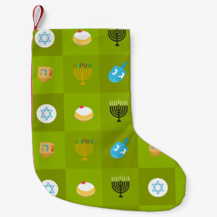 Meia De Natal Pequena hanukkah verde de bloco colorido