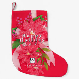 Meia De Natal Pequena Happy Holiday New Year Business Logo  Red