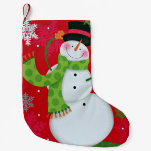 Meia De Natal Pequena Happy Snowman