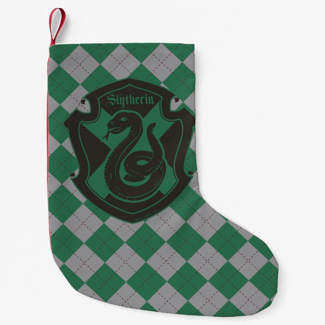 Meia De Natal Pequena Harry Potter | Slytherin House Pride Crest (Frente)