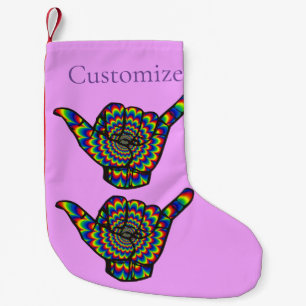 Meia De Natal Pequena Hawaiian Shaka Psychedelic Thunder_Cove