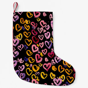 Meia De Natal Pequena Hearts Galore: Padrão Sem Costura De Aquarela