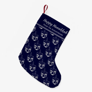 Meia De Natal Pequena HELY HANUKKAH Dreidel Personalizou o AZUL ESCURO