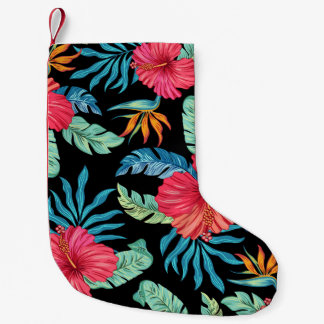 Meia De Natal Pequena hibisco editável, padrão floral vintage
