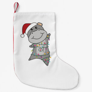 Meia De Natal Pequena Hippo Feliz Natal Animais de inverno Hippos Adulto
