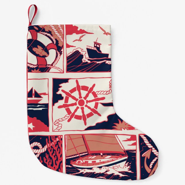 Meia De Natal Pequena História marinha (Frente)