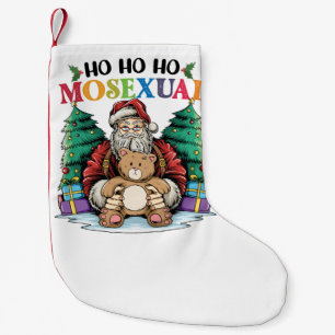 Meia De Natal Pequena Ho Ho Ho Mossexual Papai Noel Gay LGBTQ Natal Gay