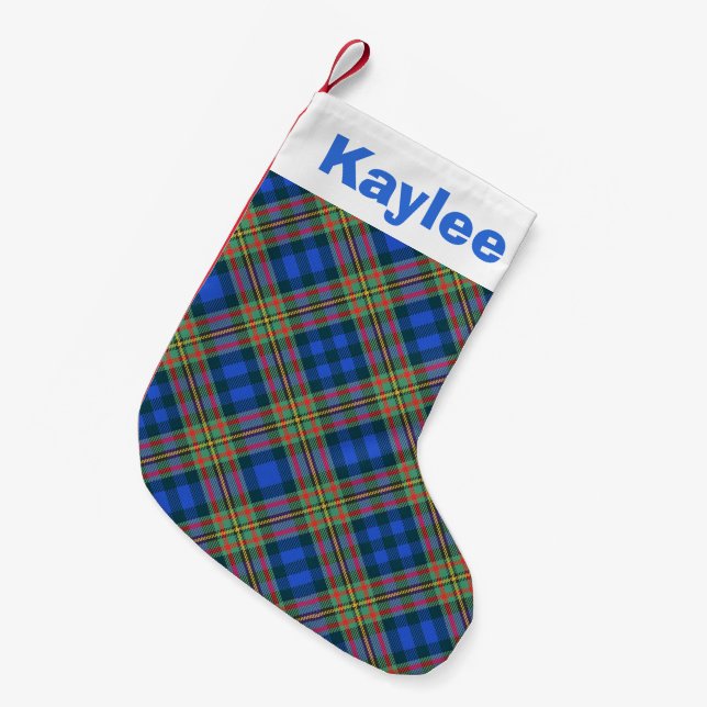 Meia De Natal Pequena Holiday Charm Clan MacLellan Tartan (Frente (Pendurada))