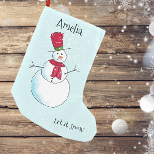 Meia De Natal Pequena Homem de Neve Personalizado