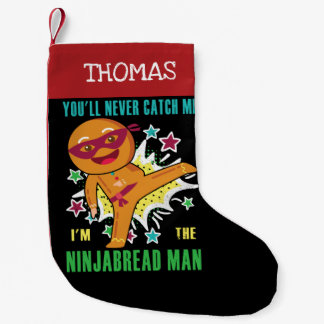 Meia De Natal Pequena Homem Ninjabread Personalizado Nunca Me Pegará