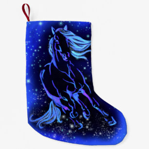 Meia De Natal Pequena Horse Christmas Stocks Running At Starry Night