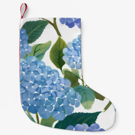 Meia De Natal Pequena Hortênsias Azuis | Belo Arbusto Floral