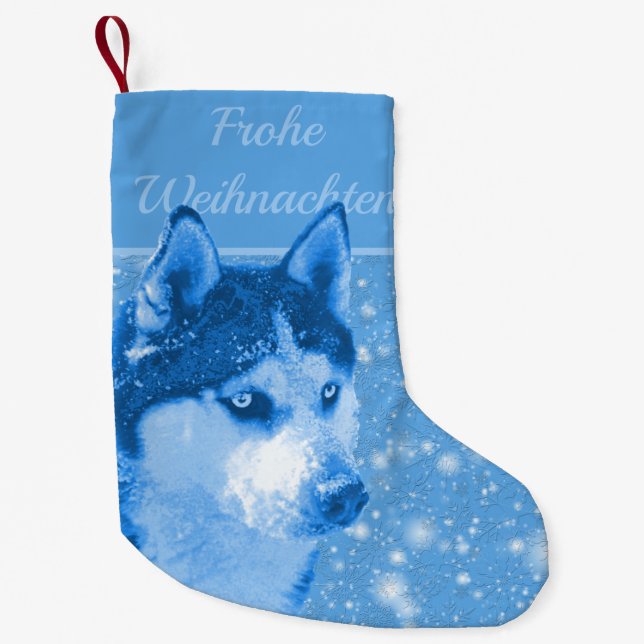 Meia De Natal Pequena Husky blau Frohe Weihnachten für Daddy (Frente)