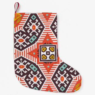 Meia De Natal Pequena Ikat Aztec: Textura em striping étnico