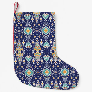 Meia De Natal Pequena Ikat Geométrico: Folclore Oriental Ornament.