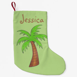 Meia De Natal Pequena Ilha de Praia Tropical Verde, Personalizada