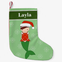 Meia De Natal Pequena illusima Sereia Natal Flocos de Neve Verde