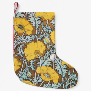 Meia De Natal Pequena Ilustração Art Nouveau de Papoula Flor Amarela